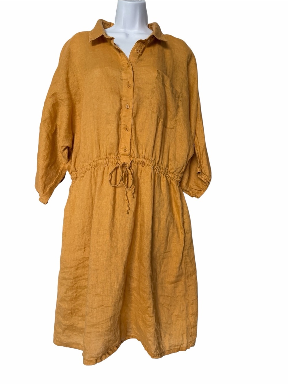 Garnet Hill Shirt Dress Short Sleeve Popover Relaxed Womens Size Large Casual